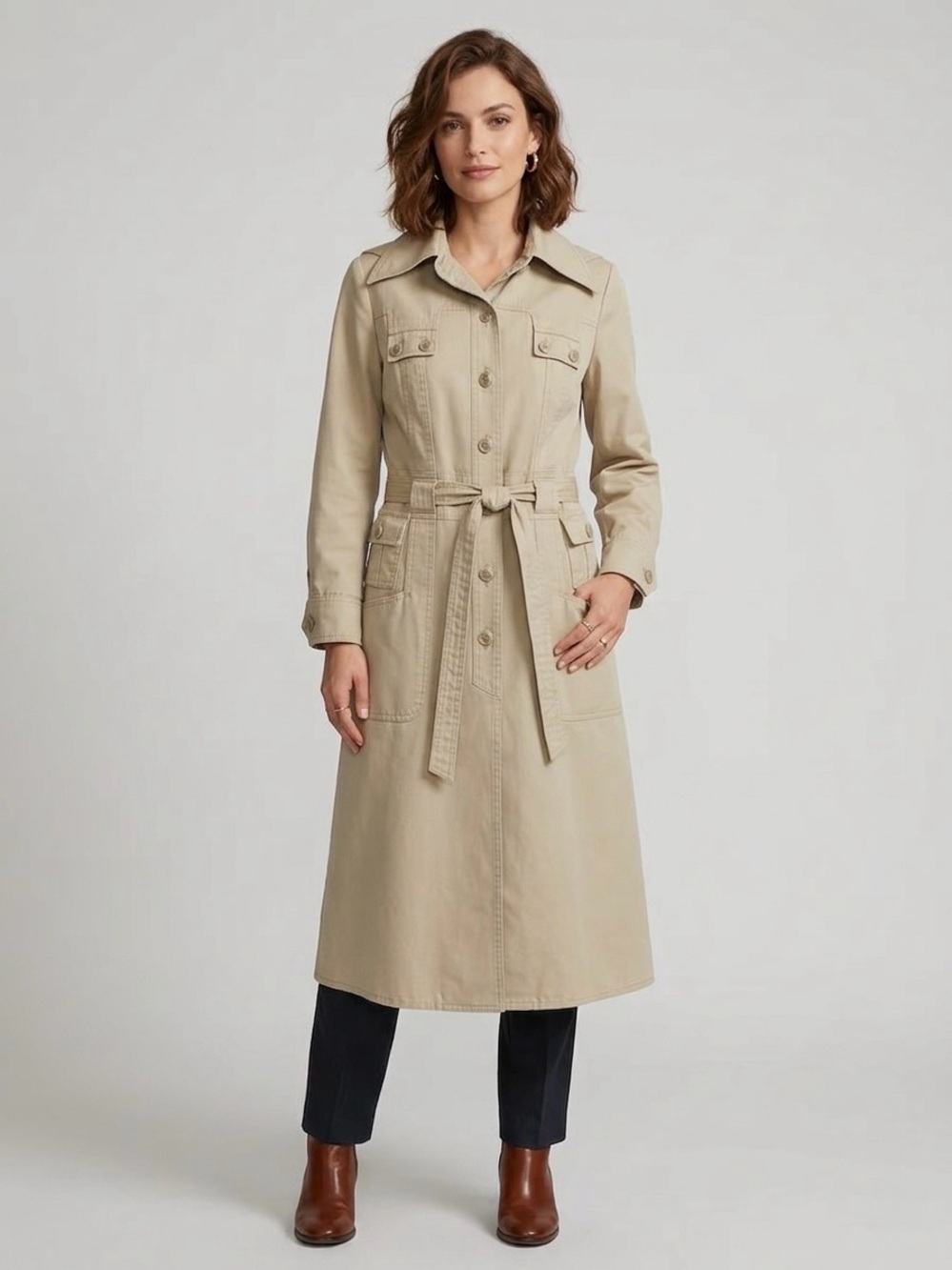 Kmart Vintage Trench Coat Jacket Hooded with Belt Size 8